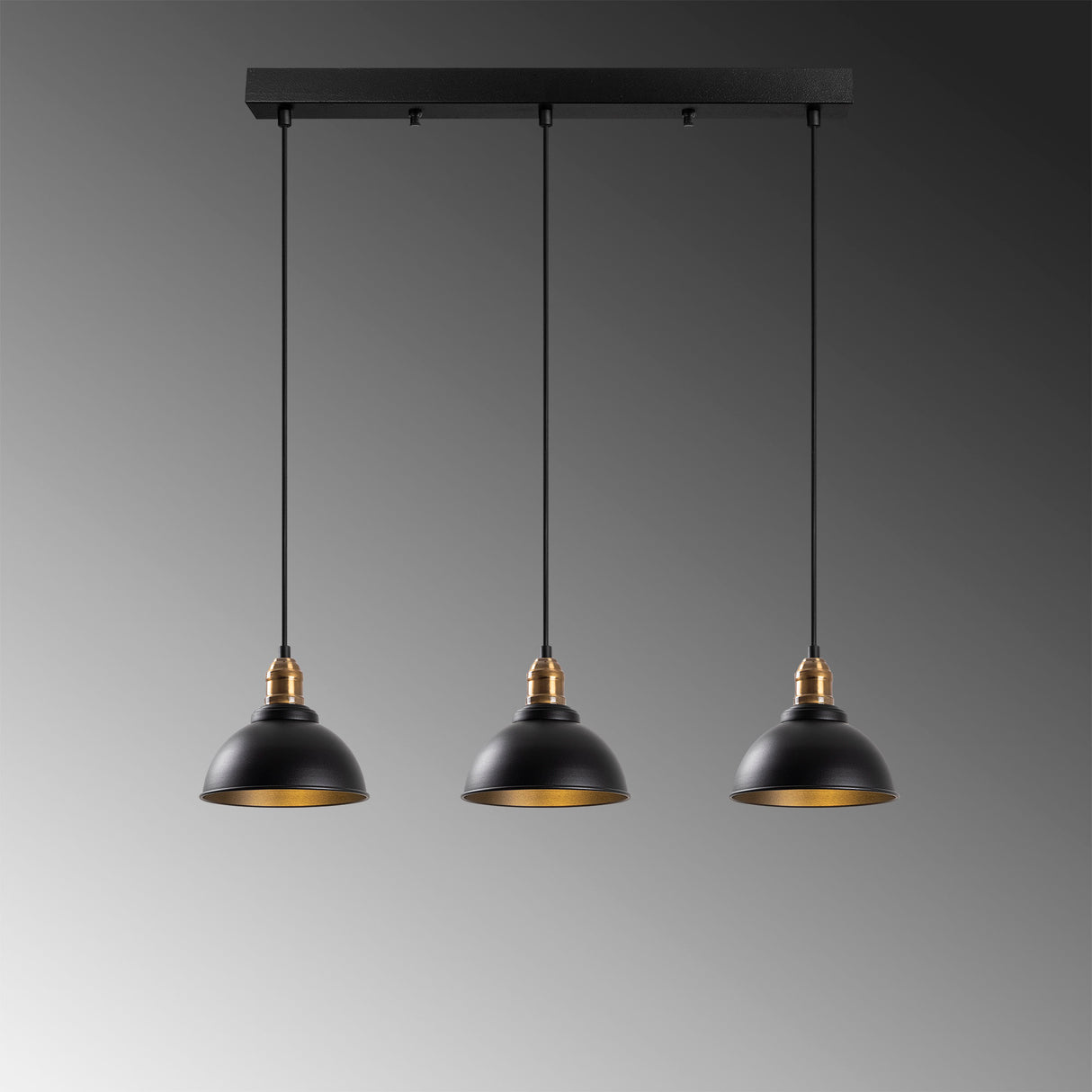Pendant lamp 3-light Black Metal Lynx 