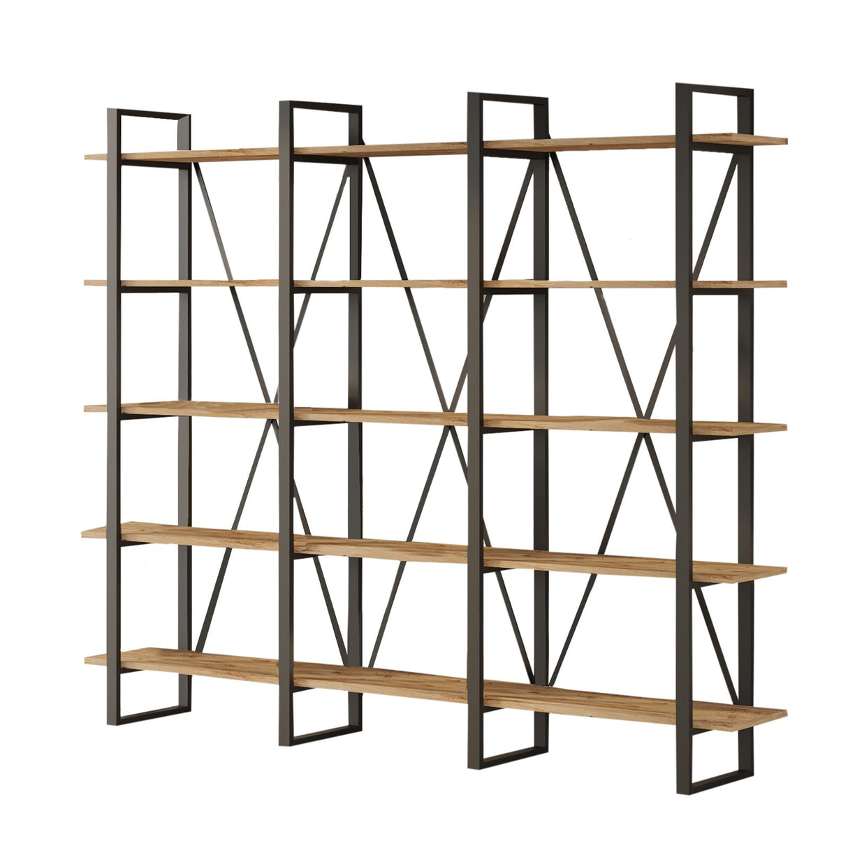 Boekenkasten - Boekenkast Lyra Atlantisch Dennenhout Melamine 219,6x180x34 cm - Dimehouse