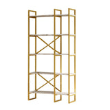 Boekenkasten - Boekenkast Valdis Marmer Wit Goud Melamine 87,5x175x30 cm - Dimehouse