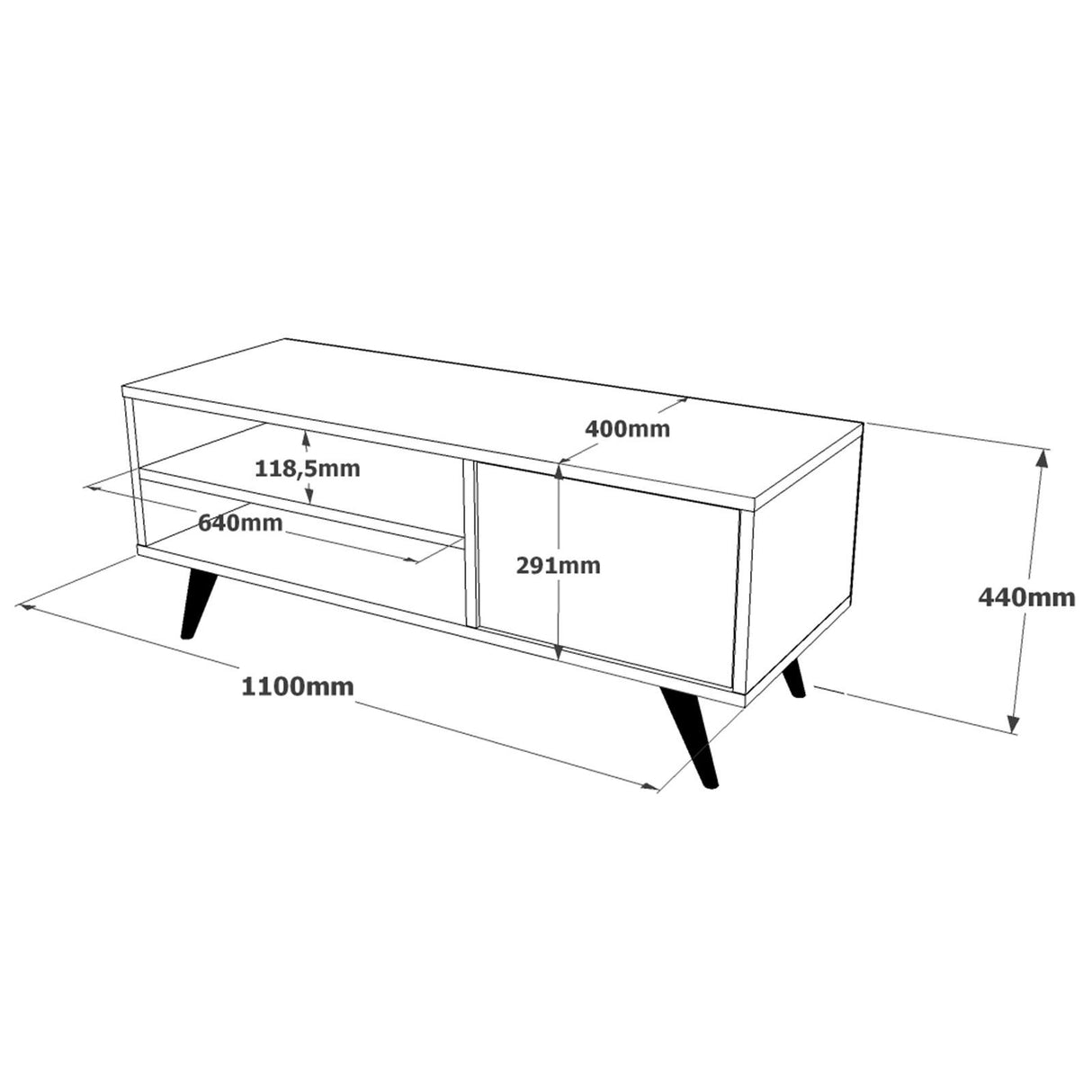 TV Meubels - TV Meubel Riva Atlantisch Dennenhout Melamine 110x44x40 cm - Dimehouse