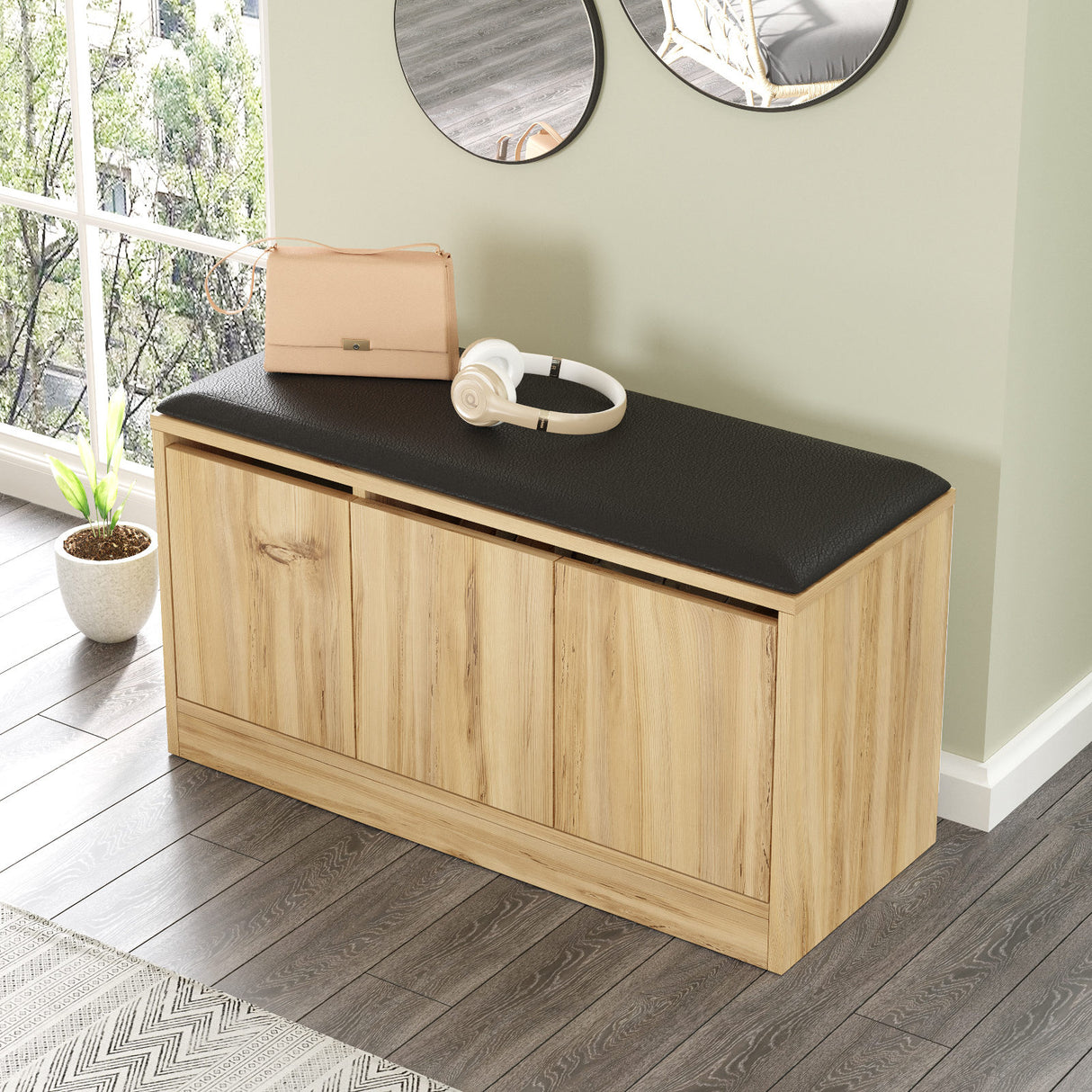 Schoenenkasten - Schoenenkast Aquila Eik Melamine 89,6x45,8x35,5 cm - Dimehouse