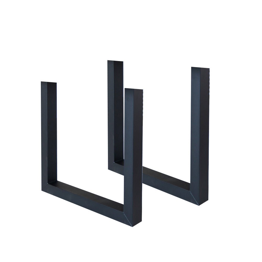 Set of 2 Table Legs U-leg Black Metal 