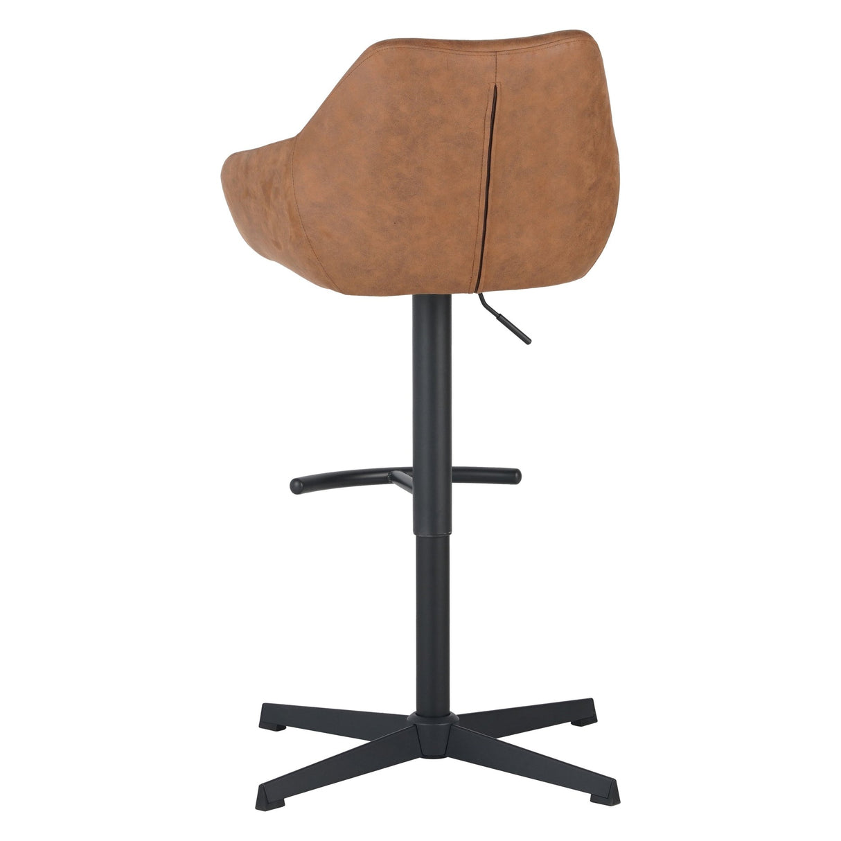 Venom Bar Stool Cognac Eco-leather - Adjustable Swivel Bar Chair with Armrest 