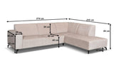 Corner sofa with chaise longue, beige chenille fabric Manon - right 