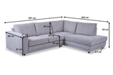 Light gray ribbed fabric corner sofa bed Gabi - right 