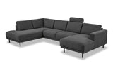 Banken - Moderne U - Bank hoekbank Antraciet Stof - links - 310x197x142 cm - Aniko - Dimehouse