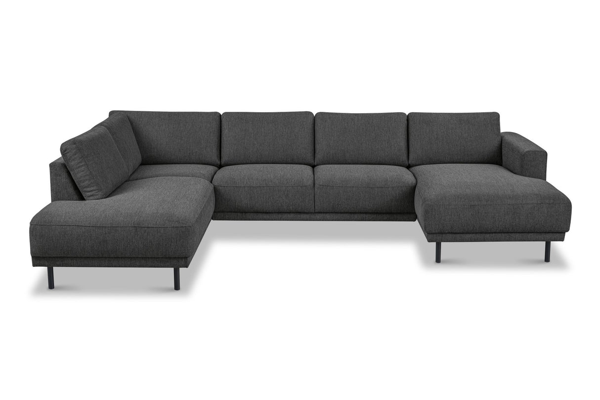 Banken - Moderne U - Bank hoekbank Antraciet Stof - links - 310x197x142 cm - Aniko - Dimehouse