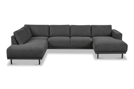 Modern U-Shape Sofa Corner Sofa Left Anthracite Fabric Aniko 310x197x78 cm 