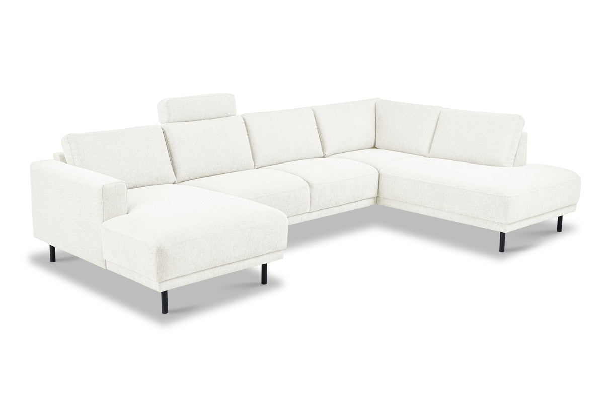 Modern U-Shape Corner Sofa Right Beige Fabric Aniko 310x197x78 cm 