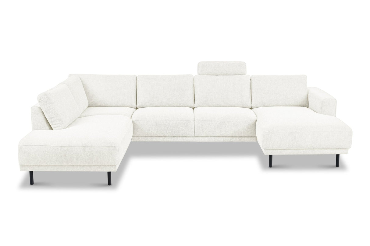 Modern U-Shape Corner Sofa Left Beige Fabric Aniko 310x197x78 cm 