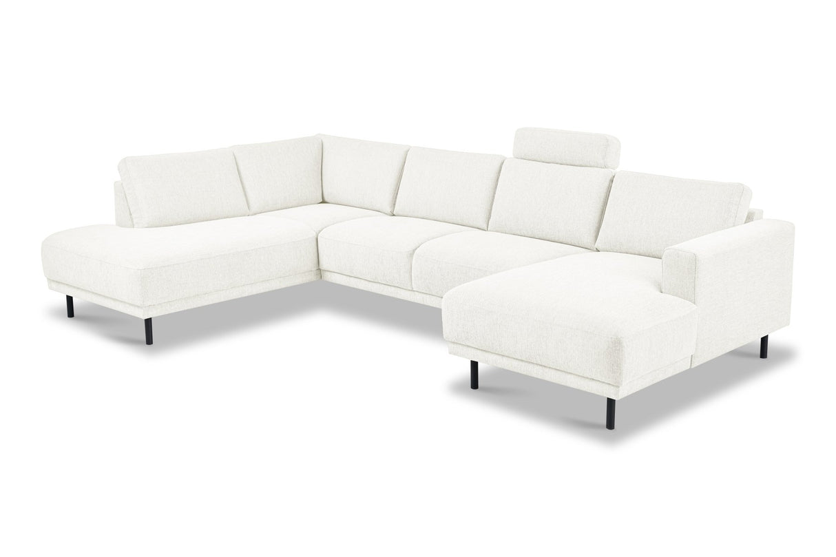 Modern U-Shape Corner Sofa Left Beige Fabric Aniko 310x197x78 cm 