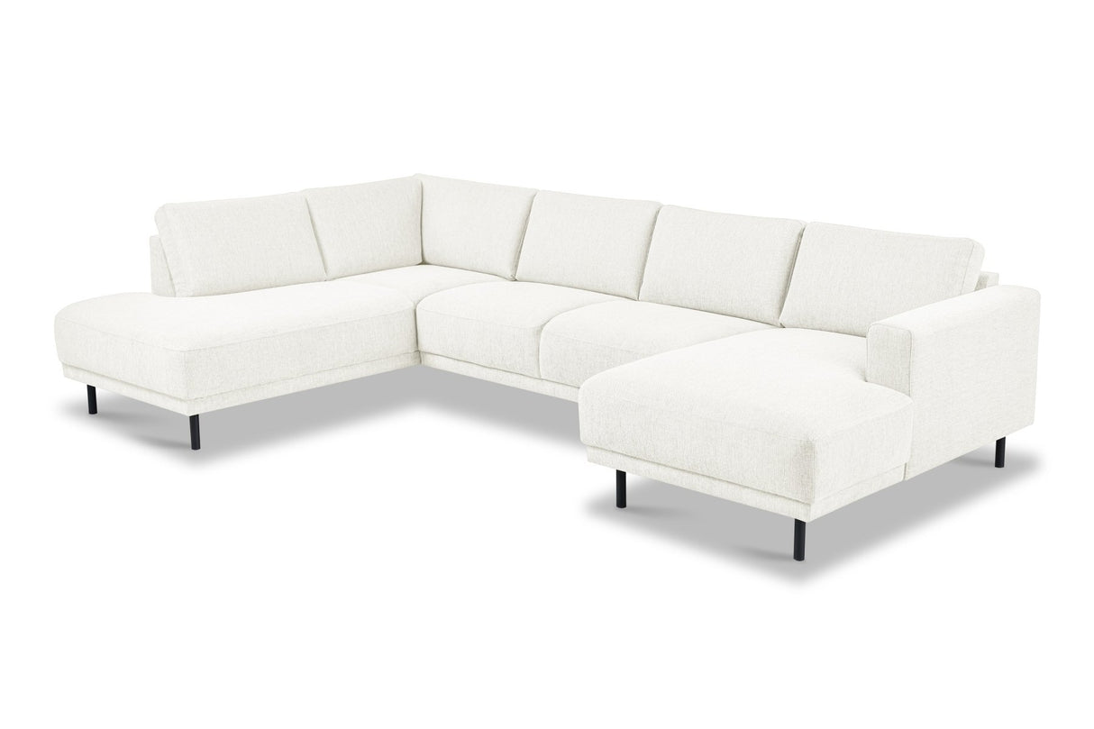 Modern U-Shape Corner Sofa Left Beige Fabric Aniko 310x197x78 cm 