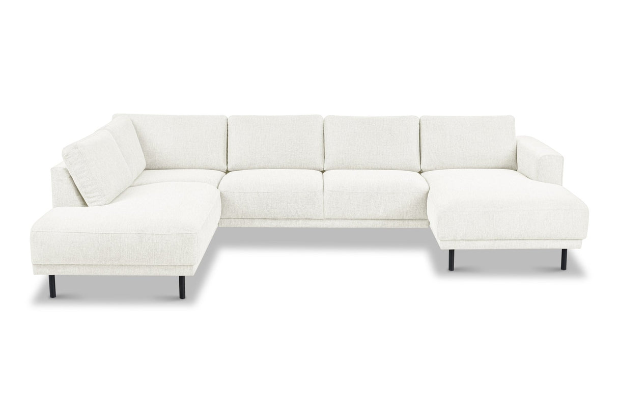 Modern U-Shape Corner Sofa Left Beige Fabric Aniko 310x197x78 cm 