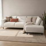 Modern 3-seater Corner Sofa Right Beige Fabric Aniko with Lounger 240x197x78 cm 