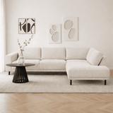 Banken - Moderne 3 - zits Hoekbank Rechts Beige Stof Aniko met Lounger 240x197x78 cm - Dimehouse