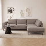 Modern 3-seater Corner Sofa Right Taupe Fabric Aniko with Lounger 240x197x78 cm 