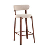 Bar stool bouclé sand Aiko - walnut look frame - Japandi