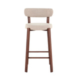 Bar stool bouclé sand Aiko - walnut look frame - Japandi