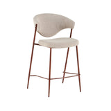 Bar stools-Bar chair bouclé sand color Kaito - walnut look frame - Japandi-Dimehouse