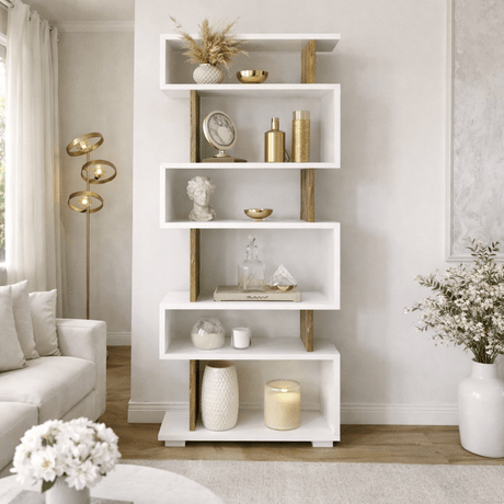 Bookcase block white walnut melamine 60x165x19.5 cm