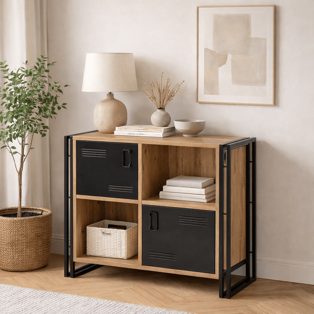 Bookcase Cosmo Atlantic Pine Black Melamine 89x89x35 cm