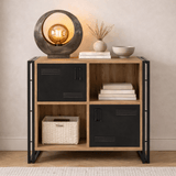 Bookcase Cosmo Atlantic Pine Black Melamine 89x89x35 cm