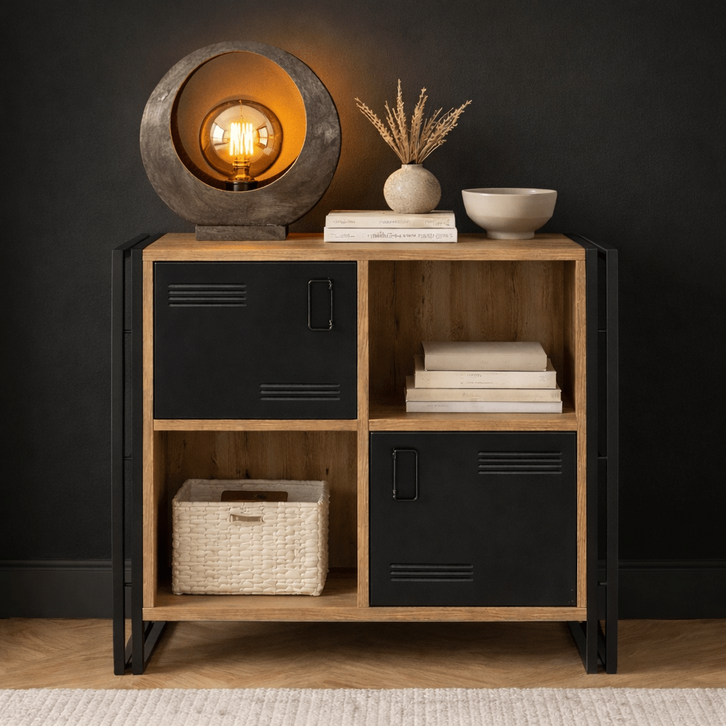 Bookcase Cosmo Atlantic Pine Black Melamine 89x89x35 cm