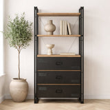 Bookcase Cosmo Atlantic Pine Black Melamine 90x180x35 cm