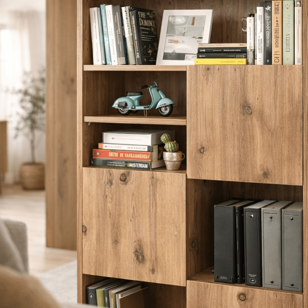 Boekenkasten - Boekenkast Marina Flora Atlantisch Dennenhout Melamine 80x155x36 cm - Dimehouse