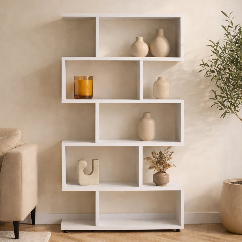 Bookcase Elif white melamine 90x156x20 cm