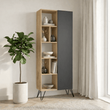 Bookcase Jedda Oak Anthracite Melamine 79x190x32 cm