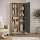 Bookcase Jedda Oak Anthracite Melamine 79x190x32 cm