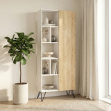 Bookcase Jedda white oak melamine 79x190x32 cm