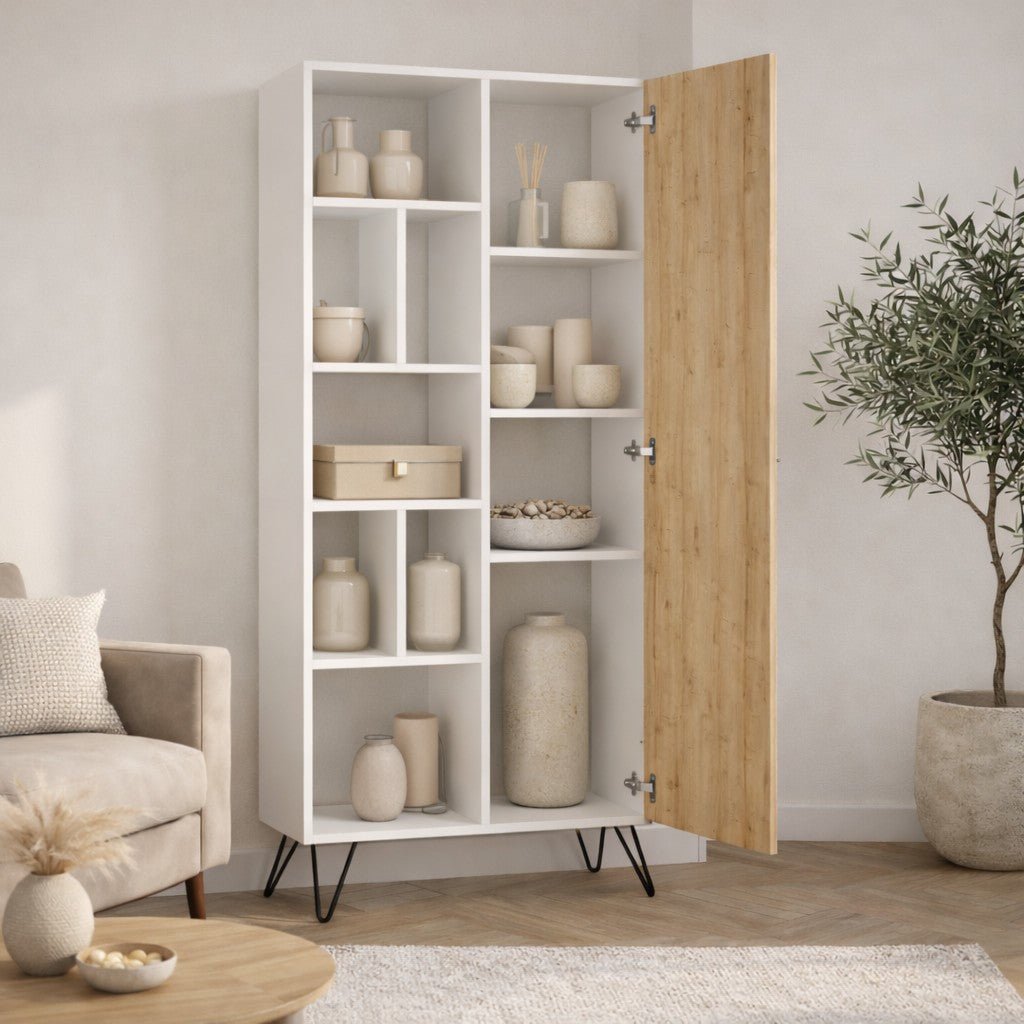 Bookcase Jedda white oak melamine 79x190x32 cm