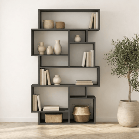 Bookcase Karmato Anthracite Melamine 96x168.5x25.5 cm