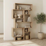 Boekenkasten - Asymmetrische boekenkast eikenlook melamine Karmato 96x168,5x25,5 cm - Dimehouse