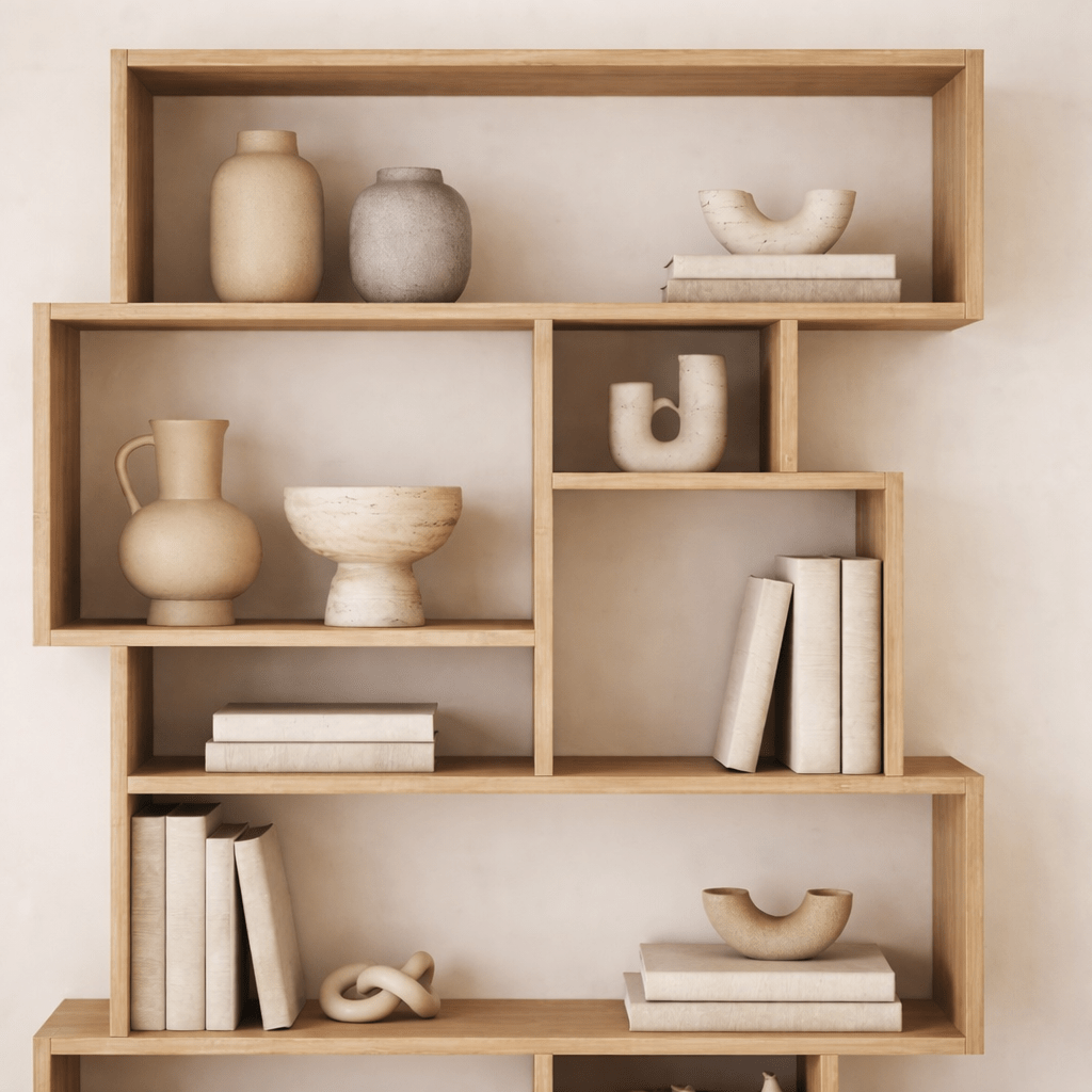 Boekenkasten - Asymmetrische boekenkast eikenlook melamine Karmato 96x168,5x25,5 cm - Dimehouse