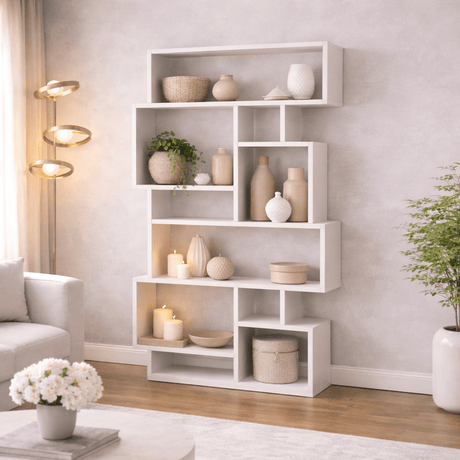Bookcase Karmato White Melamine 96x168.5x25.5 cm
