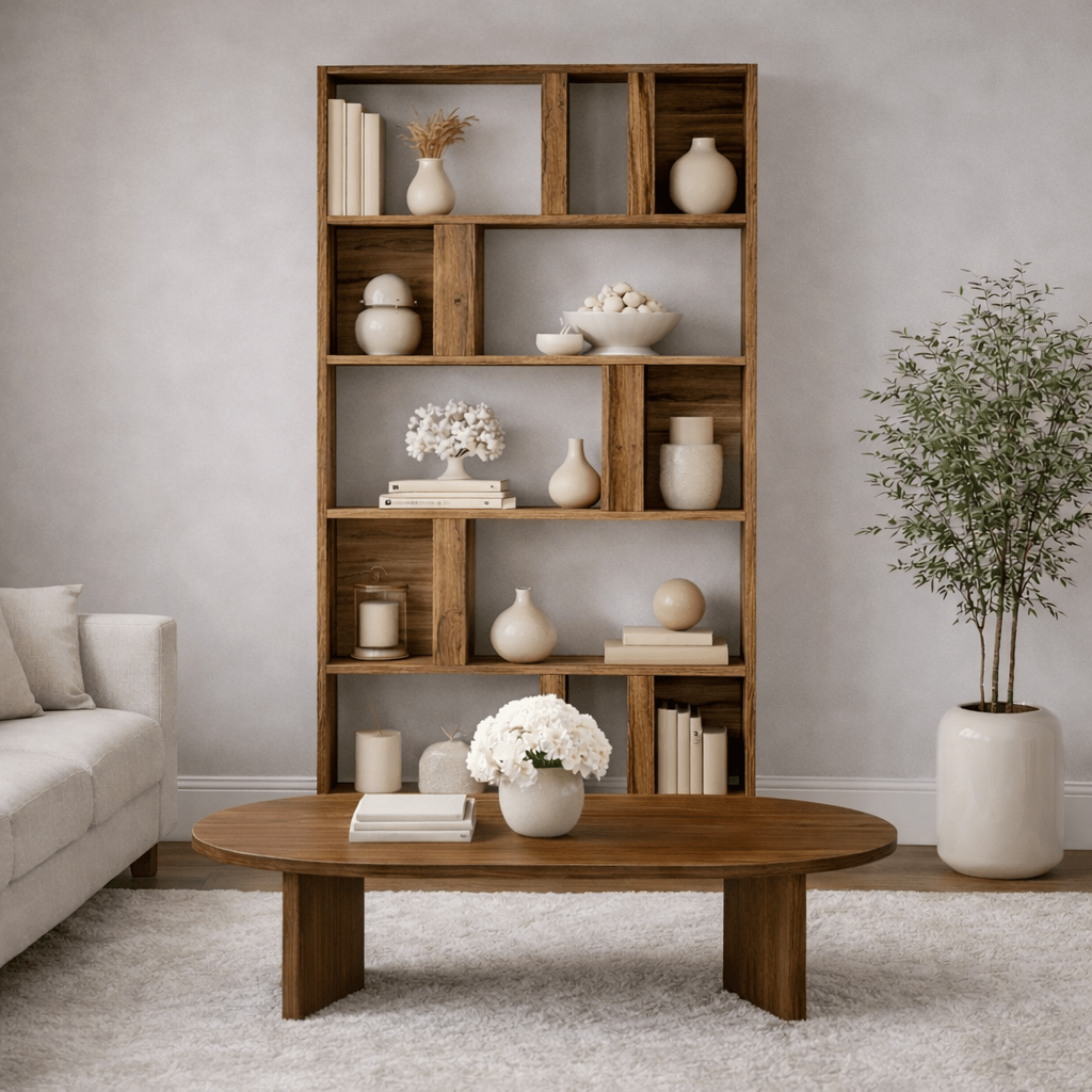 Bookcase Lima Walnut Melamine 90x180x20 cm