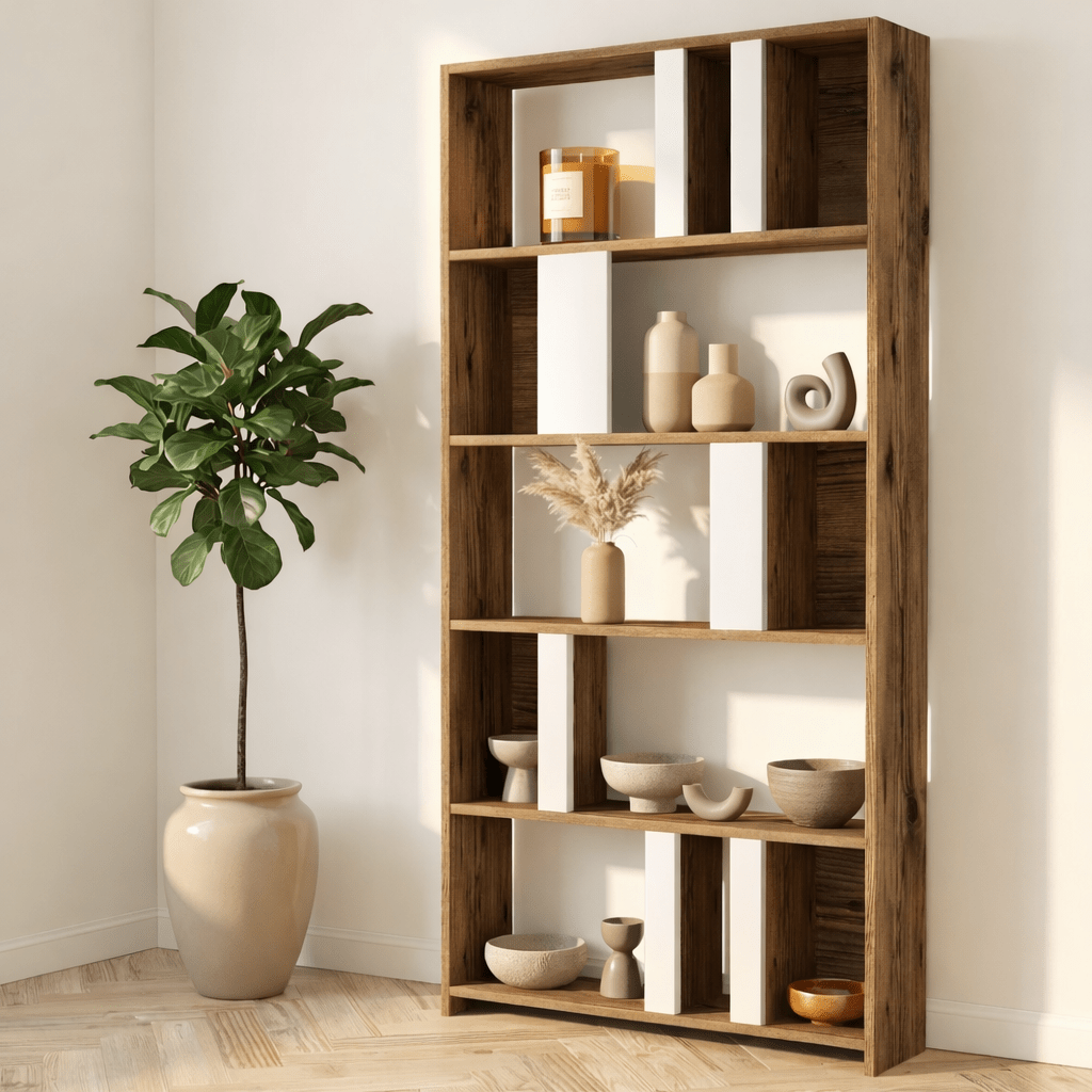Bookcase lima walnut white melamine 90x180x20 cm