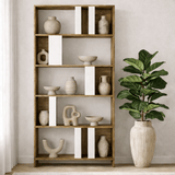 Bookcase lima walnut white melamine 90x180x20 cm