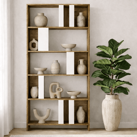 Bookcase lima walnut white melamine 90x180x20 cm