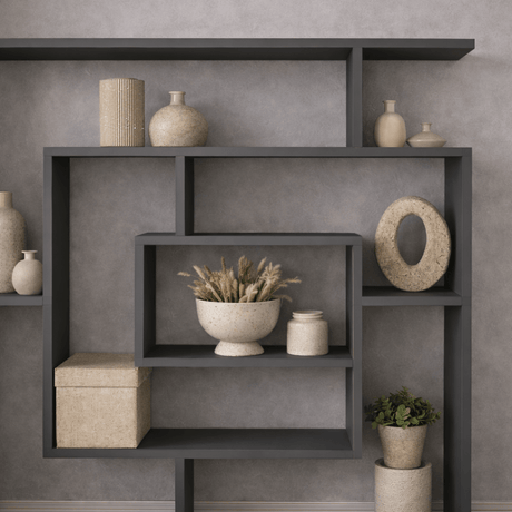 Bookcase Maze Anthracite Melamine 125x129x22 cm