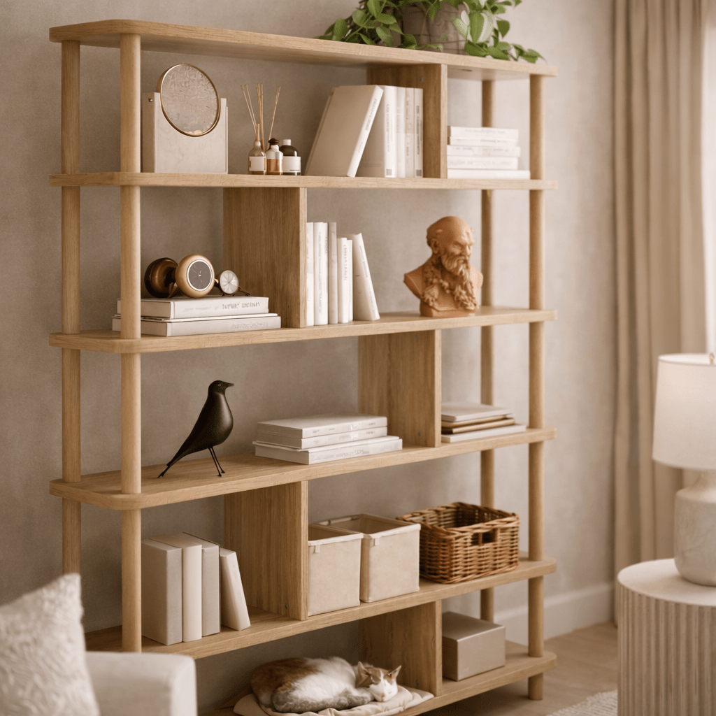 Boekenkasten - Japandi boekenkast dennenhout melamine Meta 120x168,5x28 cm - Dimehouse