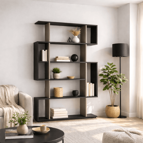 Bookcase Mito Anthracite Brown Melamine 110x161x25.5 cm