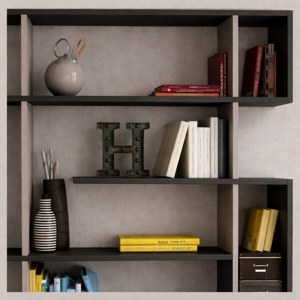 Bookcase Mito Anthracite Brown Melamine 110x161x25.5 cm
