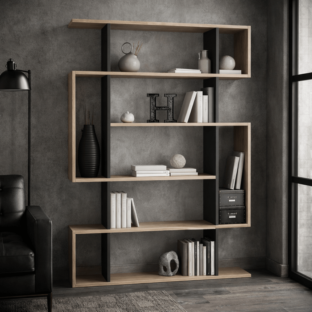 Bookcase mito sonoma oak anthracite melamine 110x161x25.5 cm