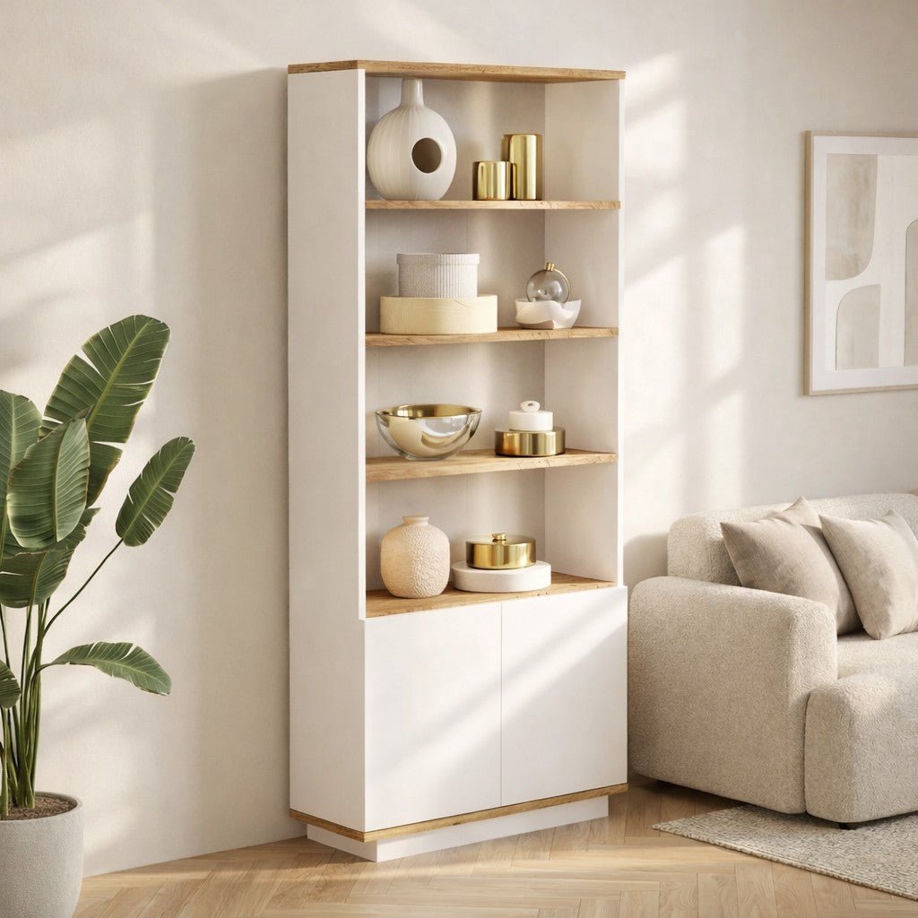 Bookcase Nautica Atlantic Pine Wit Melamine 75x168.3x26.8 cm