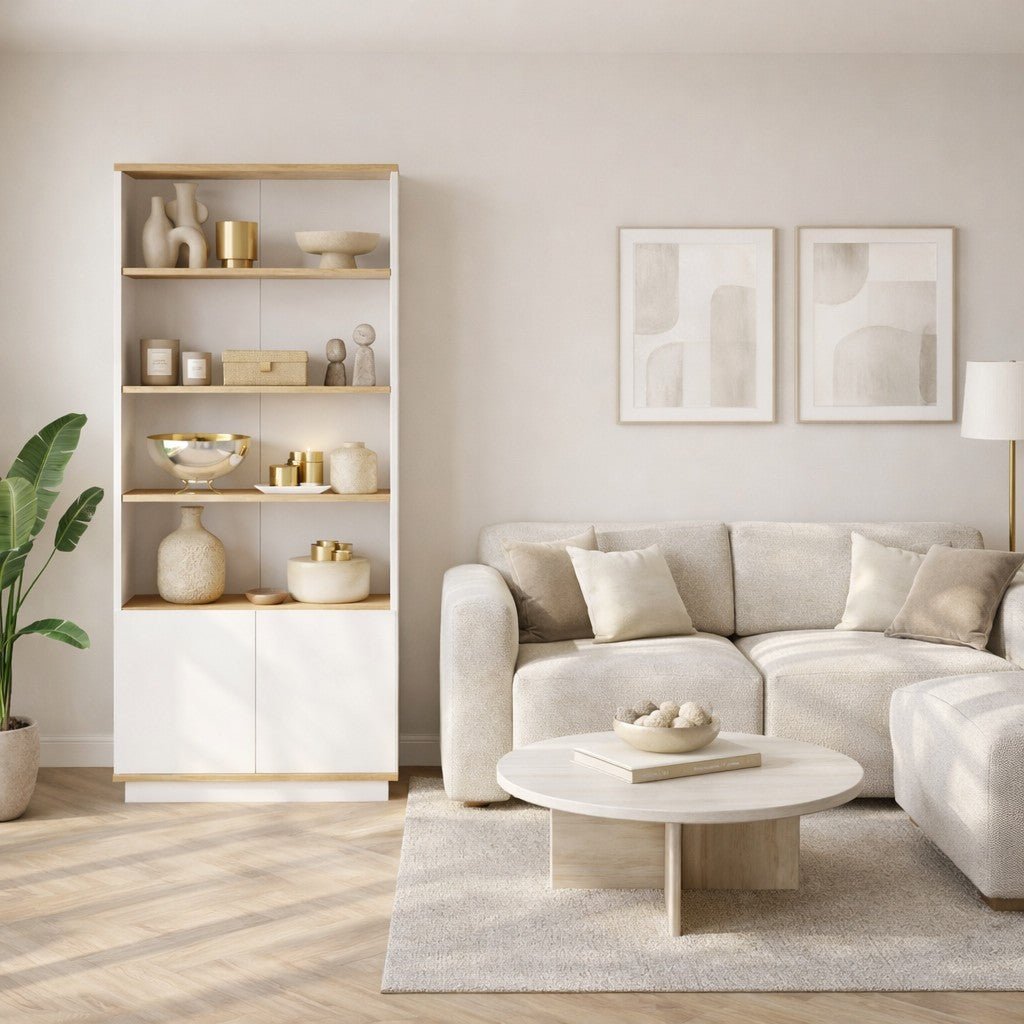 Bookcase Nautica Atlantic Pine Wit Melamine 75x168.3x26.8 cm