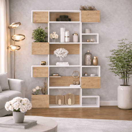 Bookcase niho white oak melamine 120x171x25.3 cm